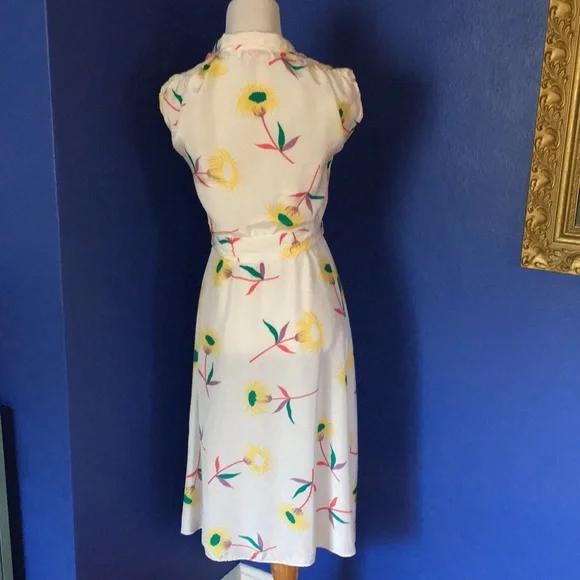 Vintage 70s-80s white floral summer day dress Hawaiian tropical flowers retro - Picture 5 of 14